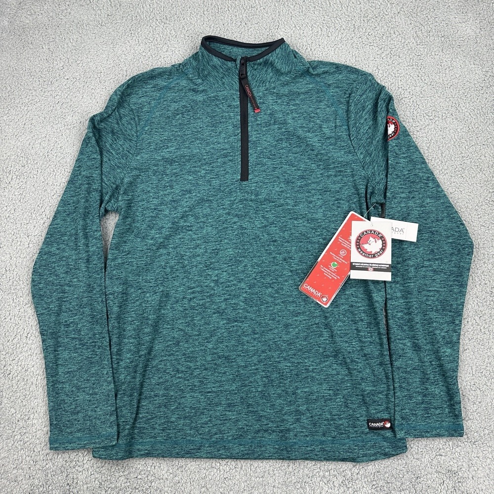 Canada Weather Gear Sweater Mens Medium Blue 1/4 Zip Pullover Quick Dry UPF